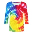 thumbnail image 5 of CYMMPU Tie Dye 3/4 Sleeve Summer Fashion Shirts Spring Tops Blouses for Women Dressy Casual Crew Neck Loose Fit Tunic Tops Ombre T-Shirts XXXXL, 5 of 5