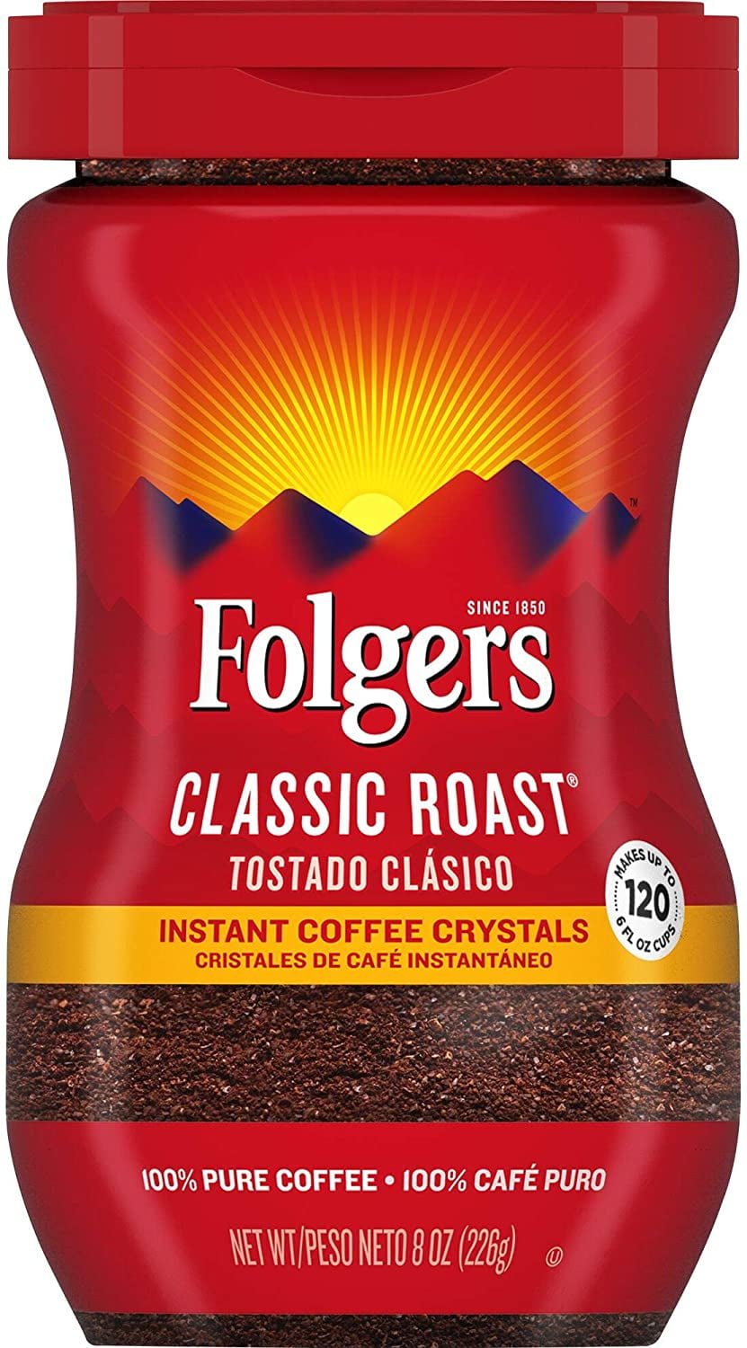Folgers Classic Roast Instant Coffee Crystals, 8 Ounces