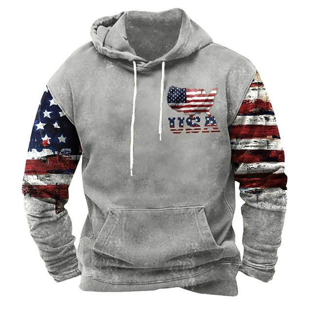 Birdeem Men Comfortable Hoodie Heart Pattern Printed Hooded Pocket Drawstring Sweatshirt