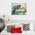 thumbnail image 5 of JRXY Sea Turtle Bathroom Wall Art Funny Sea Turtle in Bathtub Canvas Painting Art Ocean Animal Watercolor Pictures Framed Ready to Hang (Sea Turtle 2) 20x16in, 5 of 6