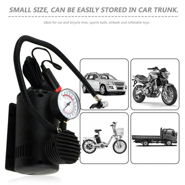 New Black Portable Versatile 12V 300PSI Car Tire Tyre Inflator Pump Mini Compact Compressor Pump Car Bike Tyre Air Inflator 1 PACK