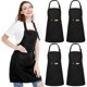 thumbnail image 1 of Delantal de Cocina Impermeables, 4 Piezas Mandiles de Cocina para Mujeres y Hombres, Delantal de Chef con Correa Ajustable y 2 Bolsillos para Restaurante, Barbacoa, Pintura, Jardinería (Negro), 1 of 4