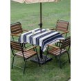 thumbnail image 4 of Outdoor Tablecloth with Umbrella Hole for Patio/Picnic/Party/Camping, Navy Blue Striped Waterproof Table Cloth Square Cover Washable, Modern Thin Line Vertical Stripes (54"x 54"), 4 of 9