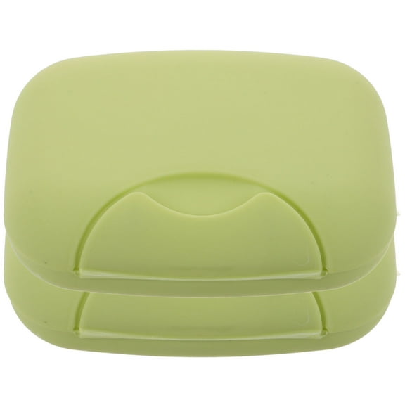 KALLORY 2pcs Travel Soap Container Plastic Soap Box for Outdoors Round Small Soap Holder Soap Tray