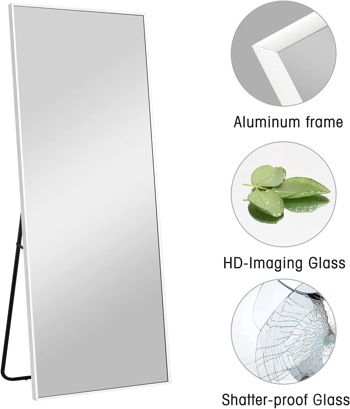 59"x20" Full Length Mirror Freestanding Mirror for Living Room Ivory White
