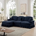 thumbnail image 6 of 107" Modular Sectional Sofa with Ottoman, Convertible L Shaped Couch Set for Living Room, 4 Seat with Detachable Ruffled Skirt, Flared Arms, Spindle Legs, Traditional sofa for Apartment(Blue), 6 of 10