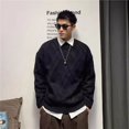 thumbnail image 4 of Suéteres masculinos cálidos de punto con forro polar y cuello redondo de color sólido para hombre, suéter de punto con cuello redondo, reseñas de ropa coreana, estilo de diseñador, 4 of 5