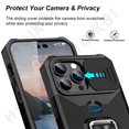 thumbnail image 4 of Case For iPhone 16 15 14 13 12 11 Pro Max XS XR 8 7 Plus Slide Camera Card Holder Slot Wallet Protective With Ring Stand Cover Blue iPhone 14 Pro, 4 of 6