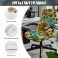 thumbnail image 3 of SCRAWLGOD 3 PCS Stretchable Office Chair Cover with Armrest Slipcovers Comfy Swivel Chair Protector Easy to Remove Breathable Boss Chair Cover, Sunflower Butterfly Wood Grain Leopard Print, L, 3 of 7
