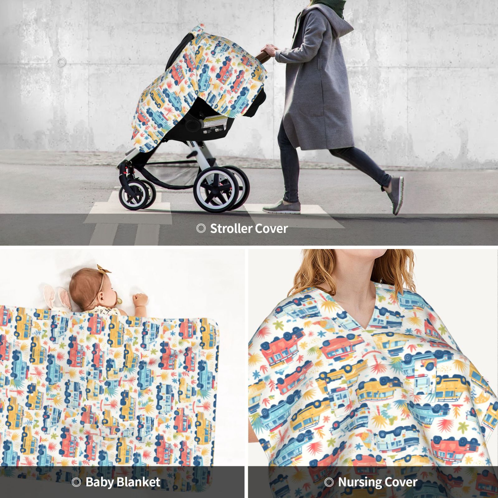 Car Seat Cover Baby - cartoon travel RV SUV Breathable Infant Car Seat Cover for Baby Carseat, Lightweight Comfort Baby Essentials Must Haves Newborn Stuff for Girl Boy