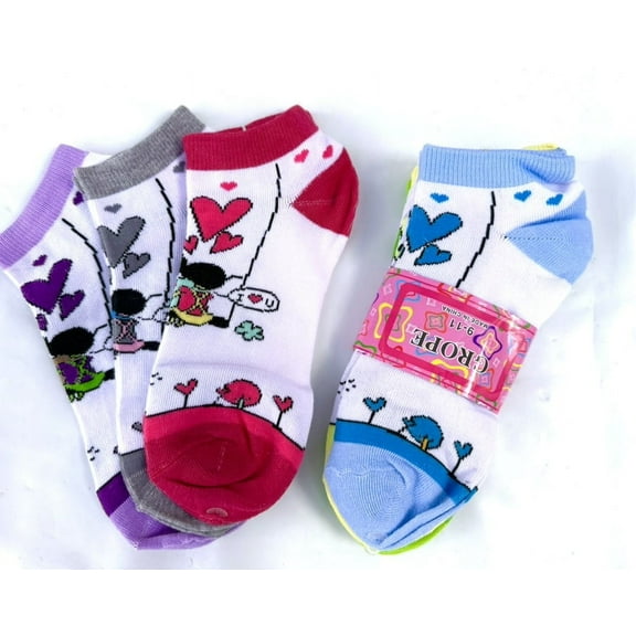 12pk ladies lowcut socks garden of hearts