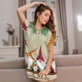 thumbnail image 3 of Yiaed Christmas Card With Gnomes Print Women's Loose-Fit Short Sleeve Nightgown, Soft and Comfortable Sleep Dress for Relaxation and Sleepwear, 3 of 6
