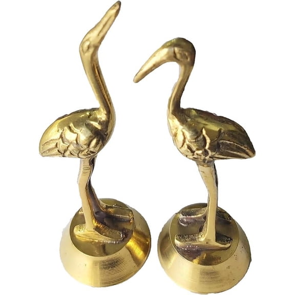 PARIJAT HANDICRAFT Golden Brass of a Pair of Loving Duck Statue showpiece vastu Decorative Figurine for Home or Office Table Desk. Golden, Small Figurine