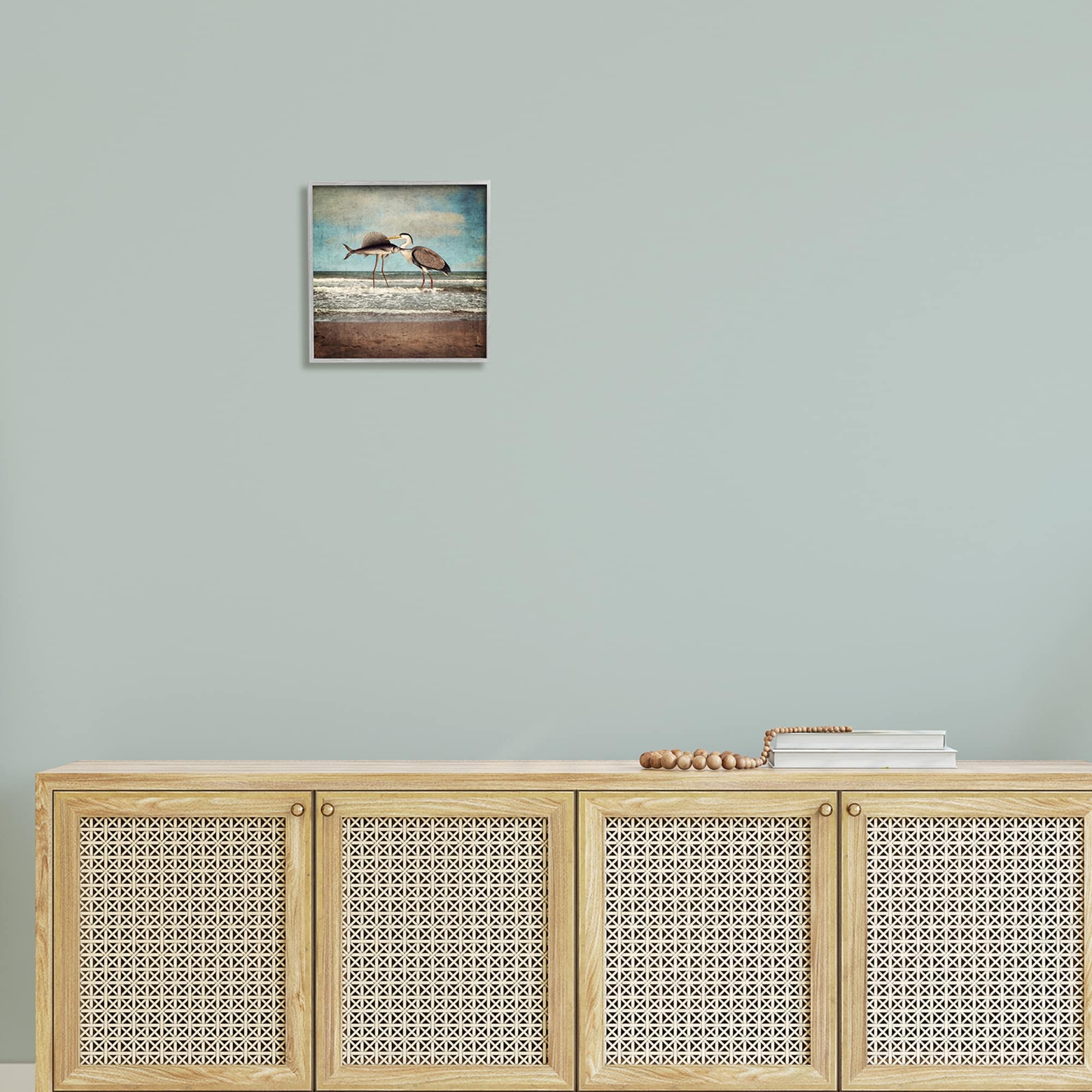 Stupell Industries Quirky Surreal Fish Bird Animals Beach Shoreline Framed Wall Art, 12 x 12, Design by Paula Belle Flores