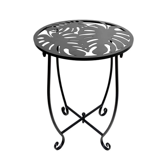 1 Pack Outdoor Side Table, 14 Inch Small Round Outdoor End Table Metal Side Table, Weather Resistant Steel Patio Side Table for Patio Yard Balcony Garden Black