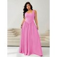 thumbnail image 3 of Pink Plus Size Sleeveless Square Neck A-Line Maxi Dress For Women Summer Flowy Long Dress, 3 of 7