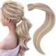 thumbnail image 1 of Extensiones de cabello humano rubio Easyouth con forma de cola de caballo, 80 g, 40 cm, 1 of 9