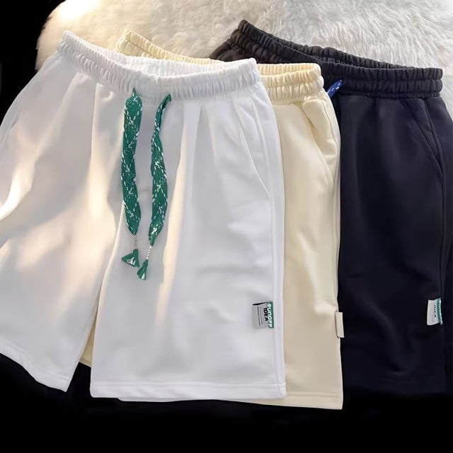 Pantalones cortos deportivos de verano para hombres y mujeres, estilo coreano, finos, de longitud media, negros, sueltos, rectos, casuales, de pierna ancha, de longitud media