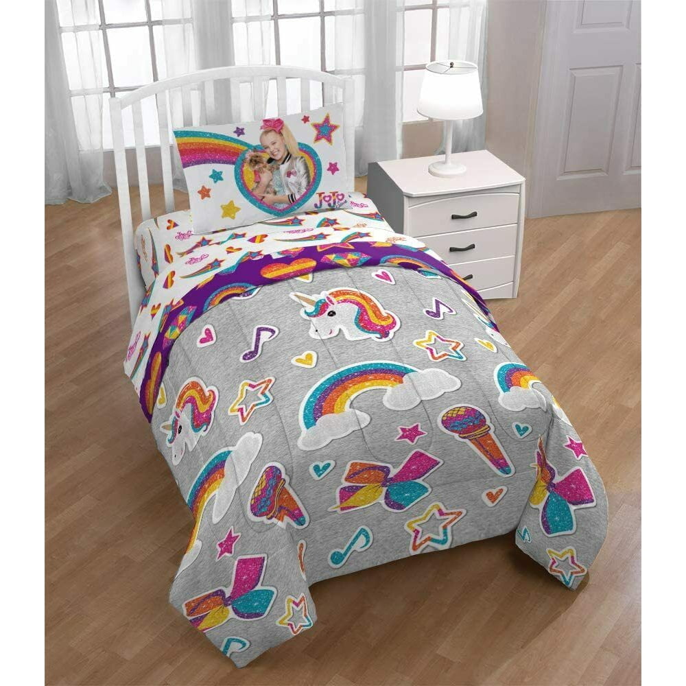 JoJo Siwa Girls Queen Comforter, Sheets & Shams Set (7 Piece Bed in A Bag)