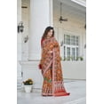 thumbnail image 2 of Patola Silk Orange Sari Wedding Party Festive Wear Saree, 2 of 4