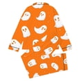 thumbnail image 4 of Afdoent Girls Pajamas Set Halloween Ghost Print Sleepwear Soft Long Sleeve Button-Down Sleepwear Nightwear 2Pcs Pajama Sets Loungewear Comfortable For Kids Holiday 7-8 Years, 4 of 5