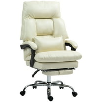 HOMCOM Overstuffed Office Chair, Reclining Computer Chair, Cream White