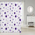 thumbnail image 2 of Manfei Minimalist Stars Shower Curtain 72Wx72L,Cute Cartoon Themed Bathroom Curtain,Purple White, 2 of 5