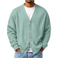 thumbnail image 2 of LYSMORA Men's Waffle Knit Cardigan V Neck Button Front Long Sleeve Knitted Sweater, 2 of 6