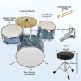 thumbnail image 2 of 3-Piece Drum Set 14 inch,Junior Kids Drum Set Kit with Drum Stool, Cymbal, Pedal & Drumsticks,Metallic Black, 2 of 11