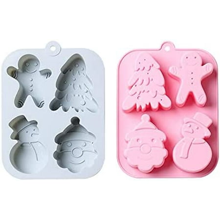 

2PCS Christmas Silicone Molds Large Size Xmas Baking Mold for Mini Cakes Handmade Soap Chocolate Jello With Christmas Tree Santa Snowman Shape Silicone Mold