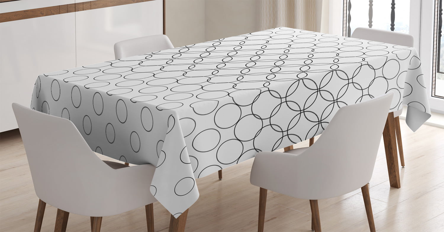Geometric Circle Decor Tablecloth, Artistic Various Overlap Dynamic ...