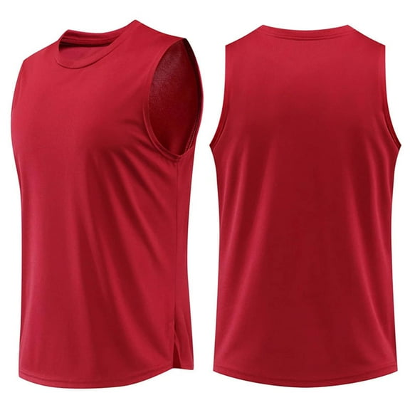 Busydd Mens Tank Top Casual Breathable Solid Color Gym Workout Tank Comfy Summer Round Neck Sleeveless Mens Undershirt S