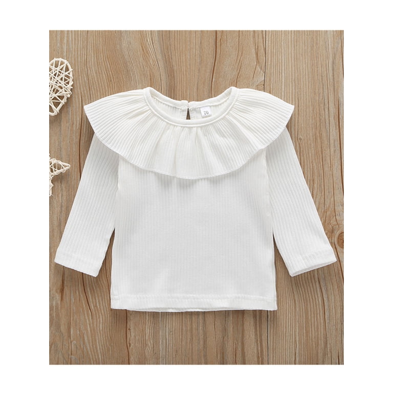 One Opening Toddler Baby Girl Set Knitted Ruffle Tops T-Shirt Long