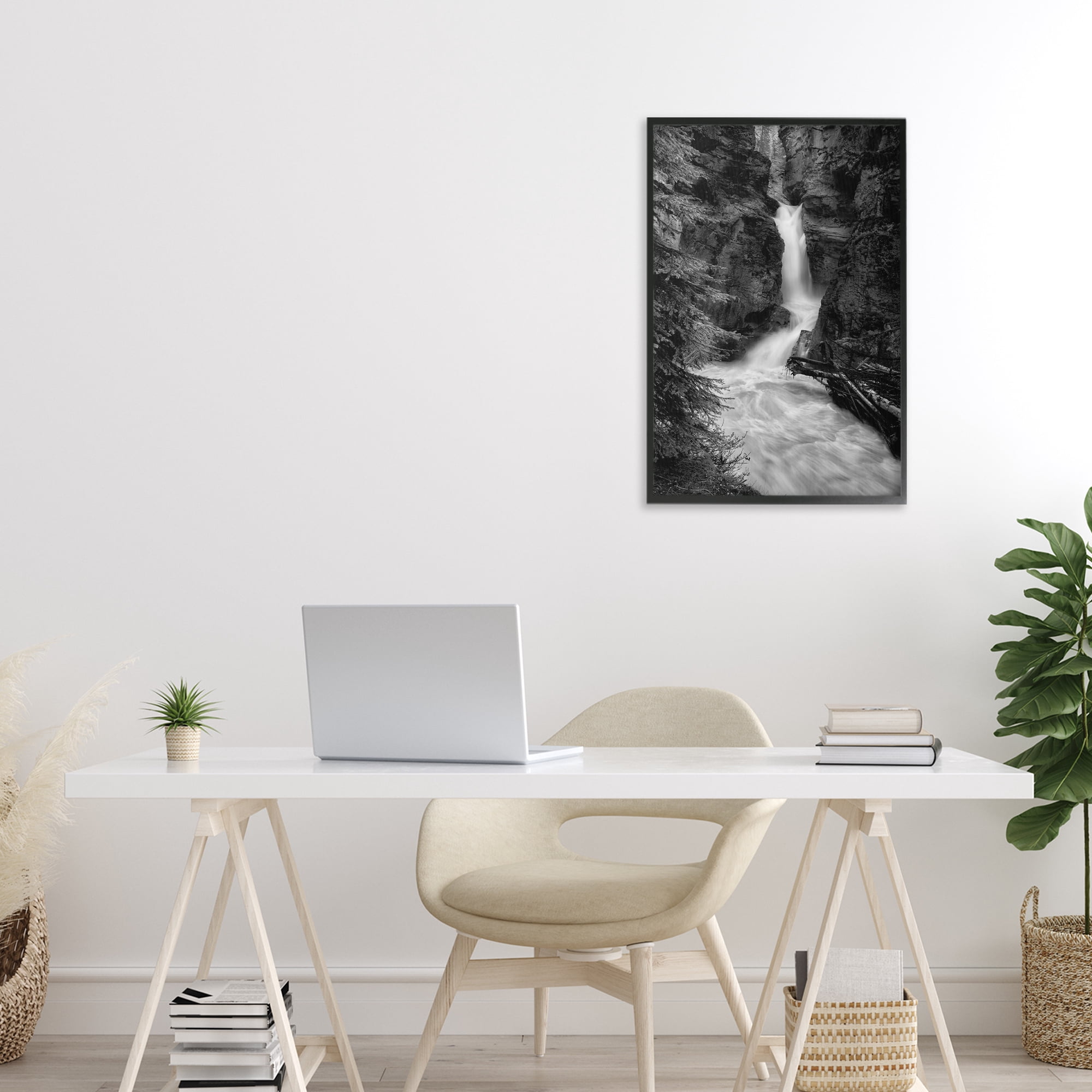 Stupell Industries Banff National Park Waterfall Black Framed Giclee Art, design by Jon Evan