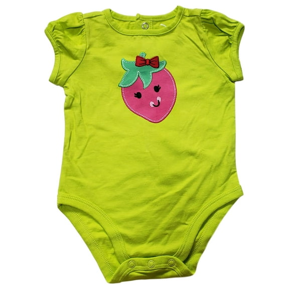 Infant Baby Girls Green Strawberry Short Sleeve Cotton Romper Bodysuit 3 Months