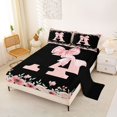 thumbnail image 2 of Erosebridal Letter A Full Size Sheets for Girl, Cherry Blossoms Bed Sheets, Black Pink, 4 Pieces, 2 of 5