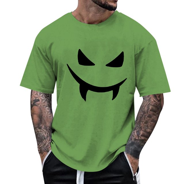 YDLCAFD Male Print Theme T Shirt Printed Solid Color Short Sleeve Top