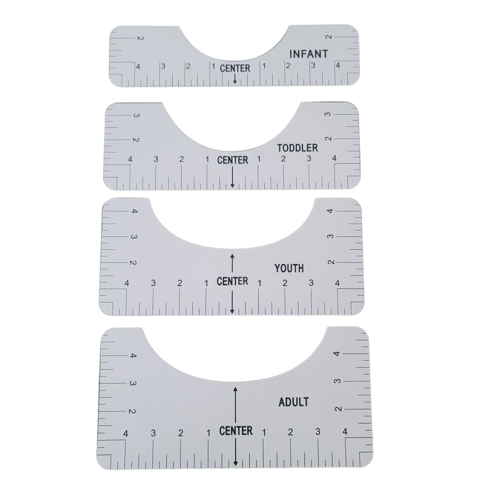 2 Rulers Included for Guiding T-Shirt Design T-Shirt Alignment Ruler Fashion Center Design Rulers with Size Chart Adult Youth Toddler Infant 