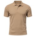 thumbnail image 3 of Telankuip Checkered Pattern Polo Shirts for Men Summer Breathable Casual Work Top with Classic Collar Solid Color Loose Comfy for Business Leisure Wear Khaki XXXL, 3 of 7
