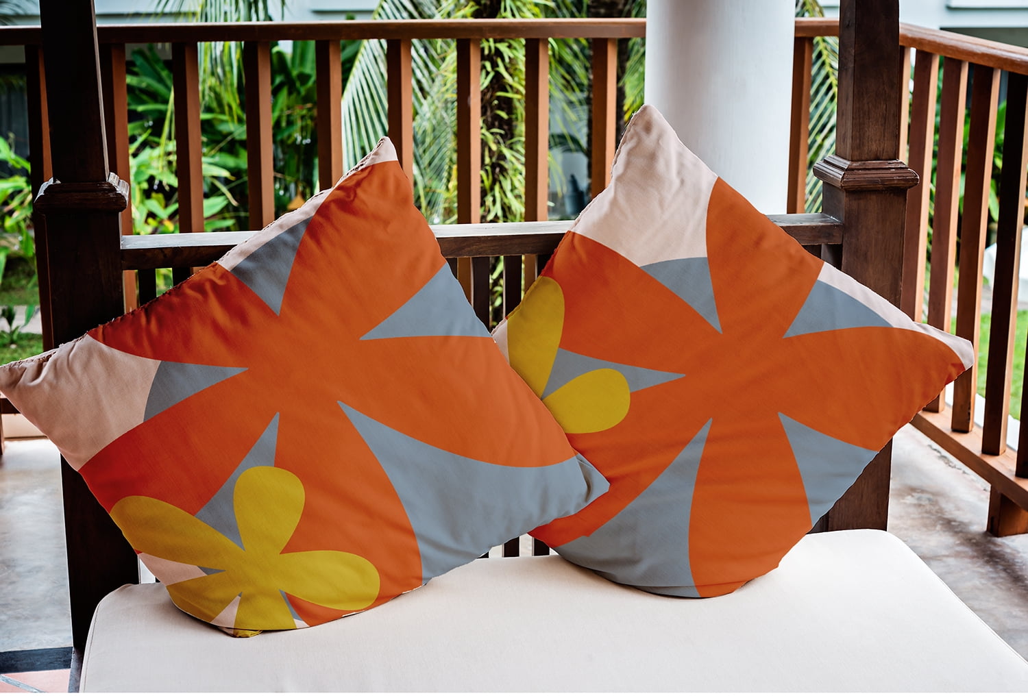 18" x 18" Simply Daisy Bold Flowers Indoor/Outdoor Pillow, Perfect Orange Qty 1
