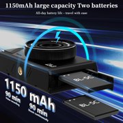 5K 75MP WiFi Vlogging Camera, 180 Degree Flip Screen, 18X Digital Zoom, 2 Batteries
