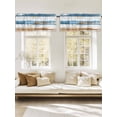 thumbnail image 3 of Vintage Blue Window Valance, Brown Wood Grain Mottled Texture Abstract Art 2 Pack Decorative Curtain for Small Windows, Light Filtering Valance with 3” Rod Pocket, 42"W x 12"L, 3 of 9