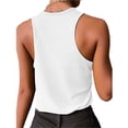 thumbnail image 3 of TEMOFON Sleeveless Tops for Women Casual Fit Blouses Round Neck Fashion Summer Top Dressy Solid White T Shirts for Women with Button Size L, 3 of 3
