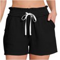 thumbnail image 2 of QATAINLAV Womens Casual Shorts Fashion High Waisted Pleated Gauze Summer Shorts Cute Comfy Beach Shorts with Pockets with Pockets Lounge Wear Black XXL, 2 of 9