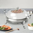 thumbnail image 3 of Round Chafing Dish, 3L/3.17QT Stainless Steel Chafer for Catering Buffet with Lid and Chafing Fuel Holder, 3 of 8