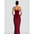 thumbnail image 3 of Red Solid Color Elegant Sleeveless Square Neck Maxi Bodycon Dress For Women, 3 of 6