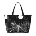 thumbnail image 2 of Daiia Futuristic Moonlit Cityscape Beach Travel Bag - Water-Resistant Beach Bag, Lightweight Tote with 7 Pockets for Women and Men - Gym,Pool,Camping,Reusable Grocery Bag, 2 of 7