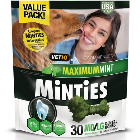 Minties Teeth Cleaner Dental Dog Treats Medium/Large, 30 (Best Thing To Clean Dogs Teeth)