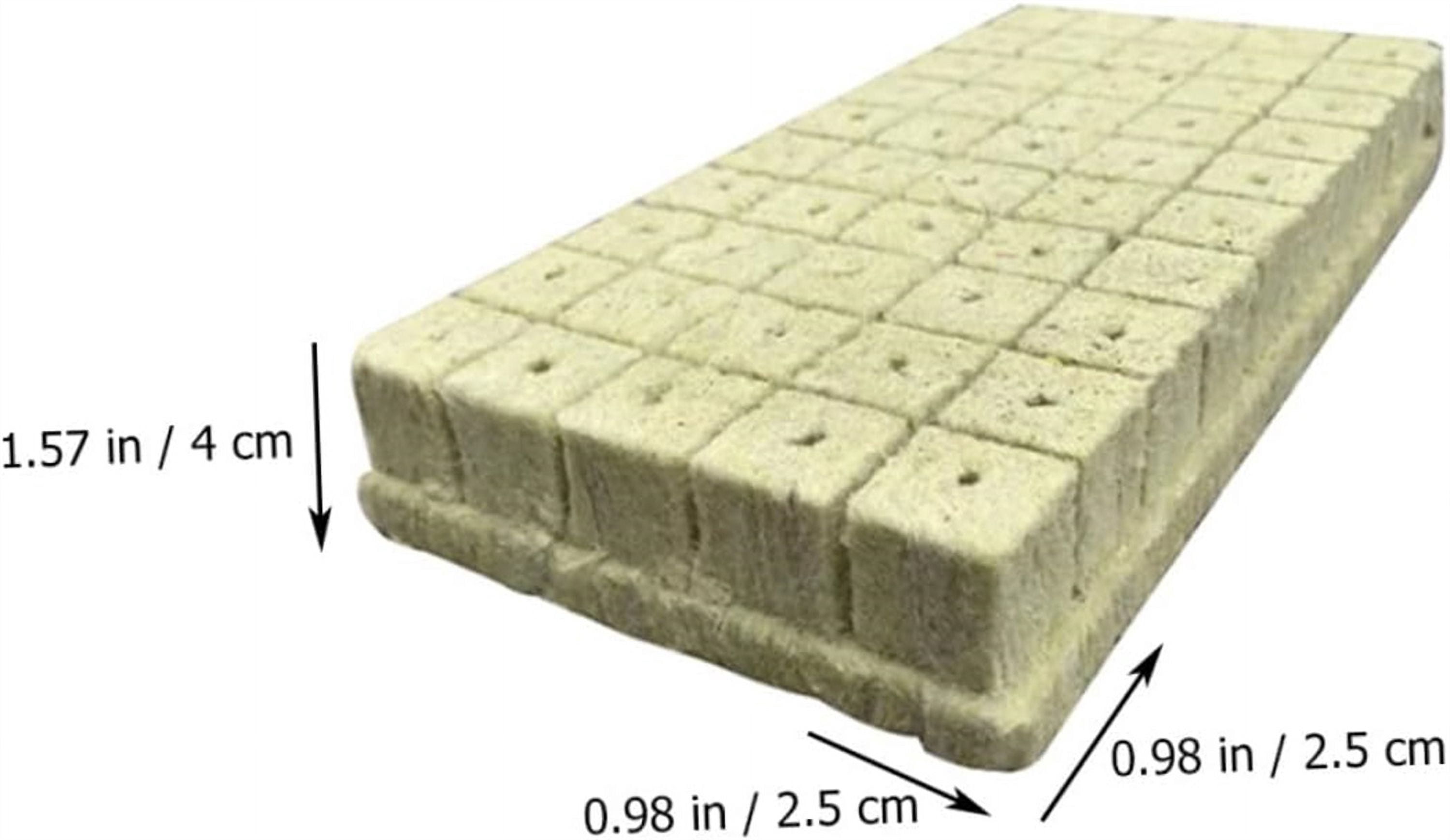 Bexikou 1.57" Rockwool Cubes for Hydroponics,Rockwool Starter Plugs for Starting Seeds,Rockwool Grow Cubes for Hydroponics Growing Systemm, Garden Supplies 2 Sheets of 100 Plugs