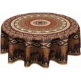 thumbnail image 1 of Rustic Bear Deer Tablecloth Round 60 Inch Ethnic Geometric Circular Waterproof Table Cover for Party Picnic Kitchen Indoor Outdoor Decor, 1 of 7